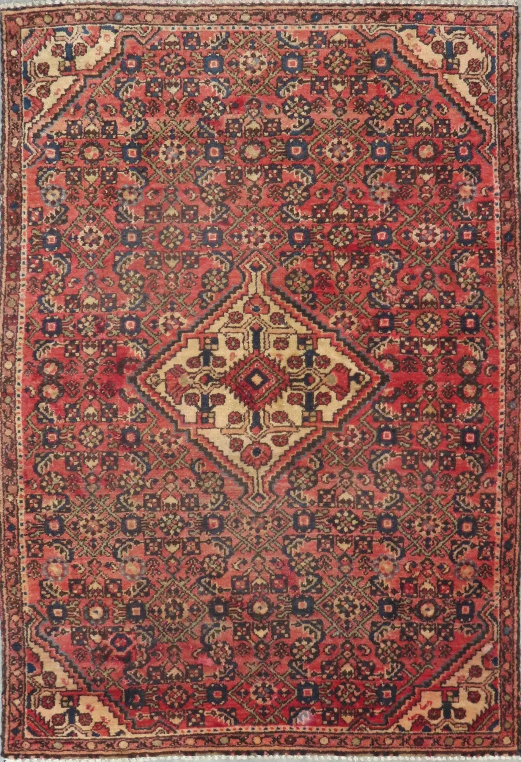 One Of The Kind Hand-Knotted Persian Wool Rug _ Luxurious Vintage Design, 5'5" x 3'9", Artisan Crafted